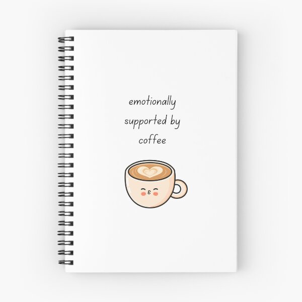 Item preview, Emotionally Supported by Coffee Cute Kawaii Latte Lover Quote designed and sold by My Gluten Free Life UK.