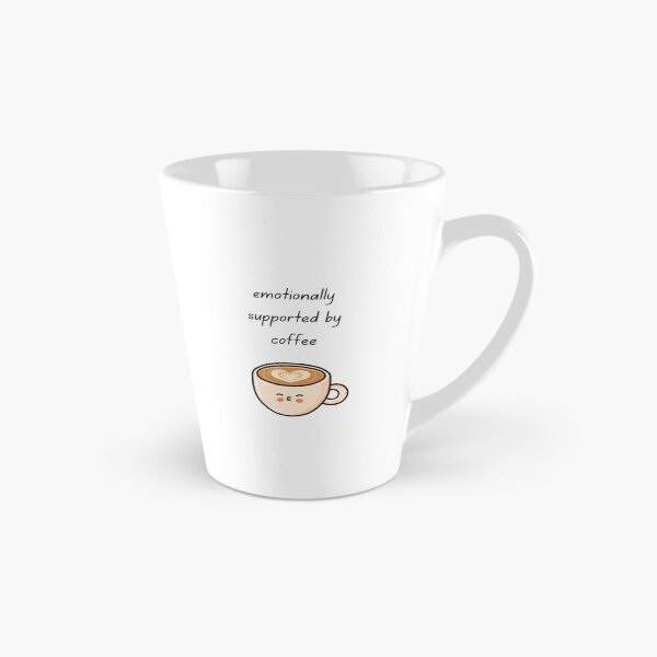 Item preview, Emotionally Supported by Coffee Cute Kawaii Latte Lover Quote designed and sold by My Gluten Free Life UK.