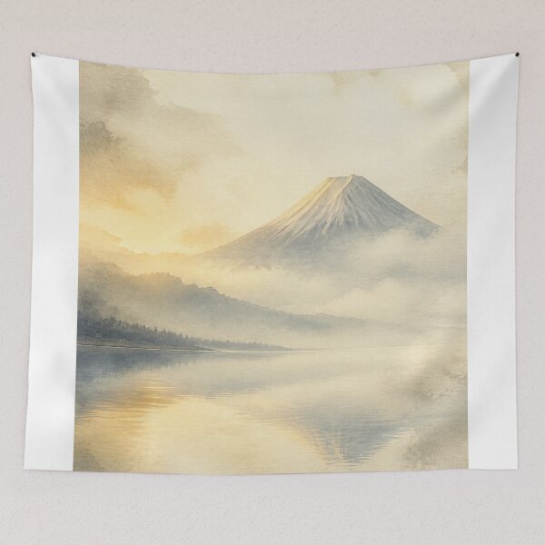 Item preview, Mount Fuji Wall Art Poster | Hidden Fuji in Morning Mist, Japandi Zen Landscape Print designed and sold by LuminaKage.