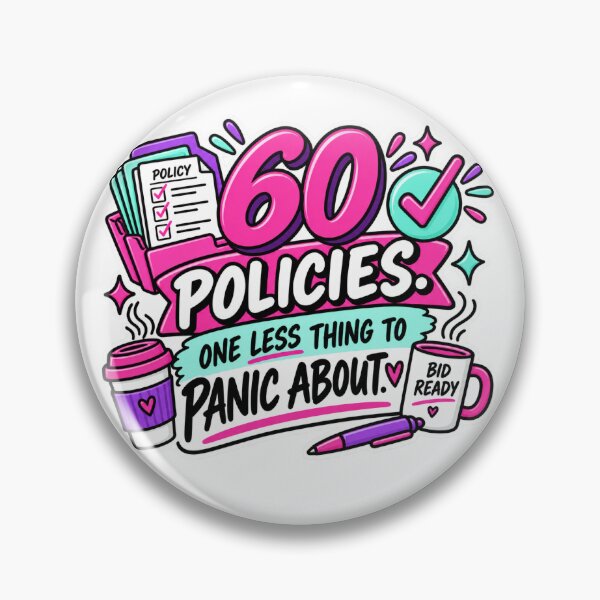 Item preview, 60 Policies. One Less Thing to Panic About. | Bid Ready Policy Kit™ designed and sold by winningbiz.