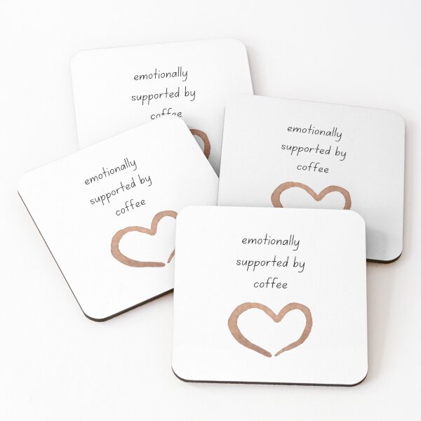 Item preview, Emotionally Supported by Coffee Minimalist Coffee Heart Quote designed and sold by My Gluten Free Life UK.