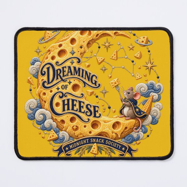 Item preview, Cheese Lover Gift – Dreaming of Cheese Celestial Mouse Embroidery designed and sold by Emoji Emblems.
