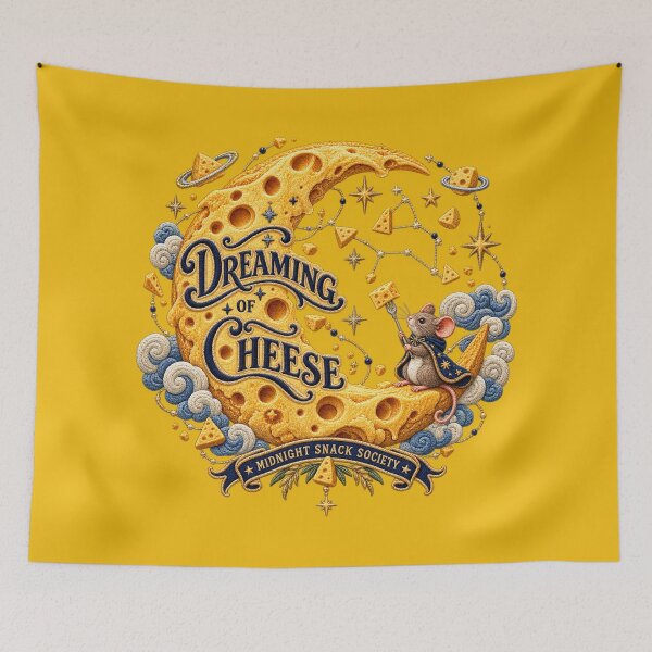 Item preview, Cheese Lover Gift – Dreaming of Cheese Celestial Mouse Embroidery designed and sold by Emoji Emblems.
