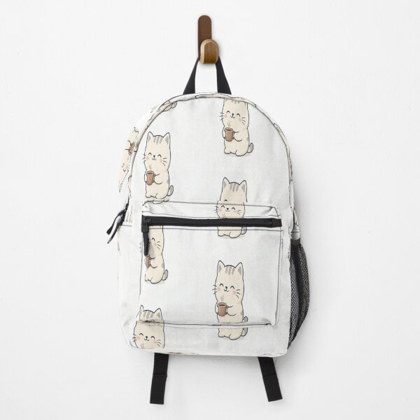 Item preview, Cute Cat Drinking Coffee - Adorable Kawaii Illustration designed and sold by Breezes-of-Ida.