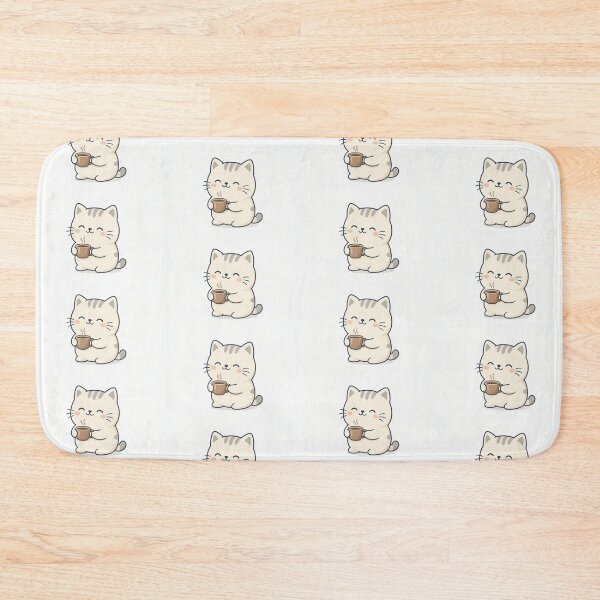 Item preview, Cute Cat Drinking Coffee - Adorable Kawaii Illustration designed and sold by Breezes-of-Ida.