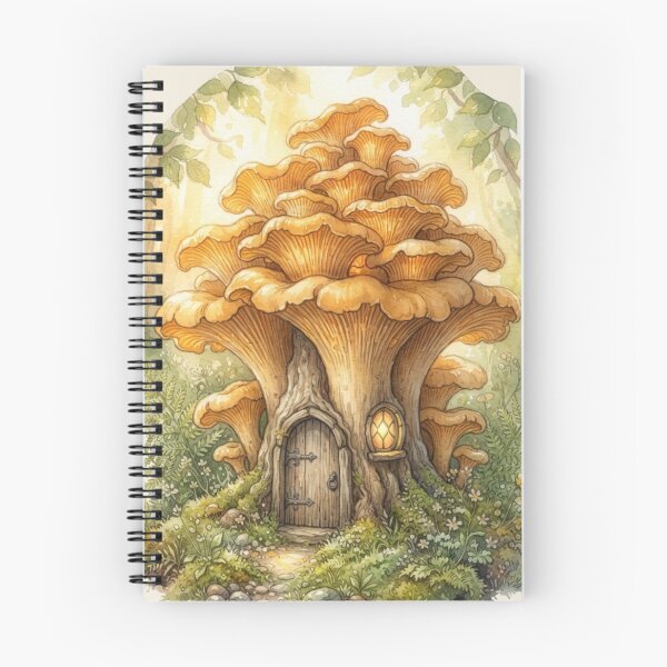 Item preview, Golden Chanterelle Fairy House Watercolor Cottagecore Art designed and sold by CalmCapy Co.