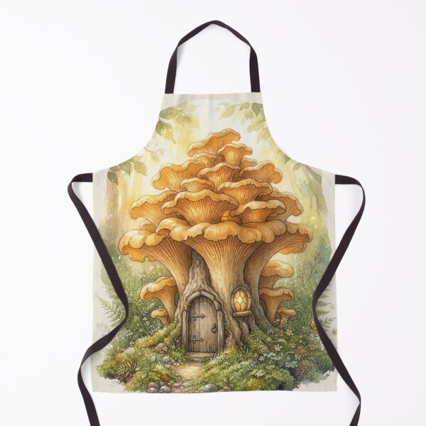 Item preview, Golden Chanterelle Fairy House Watercolor Cottagecore Art designed and sold by CalmCapy Co.