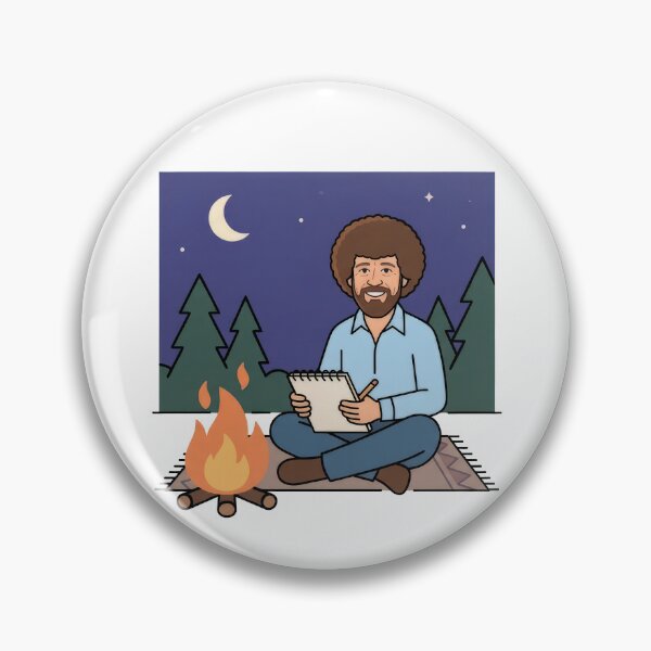 Item preview, Bob Ross Sketching by a Campfire at Night designed and sold by Karamram Studio.