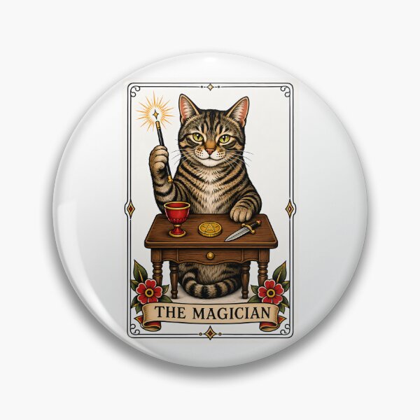 Item preview, The Magician Tarot Cat Tabby Card designed and sold by Old's Cool Cat Studio.