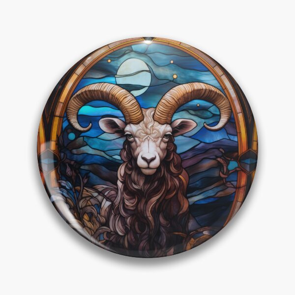 Item preview, Aries Zodiac Ram Stained Glass Window Art designed and sold by pinkal.