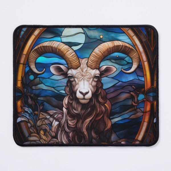 Item preview, Aries Zodiac Ram Stained Glass Window Art designed and sold by pinkal.