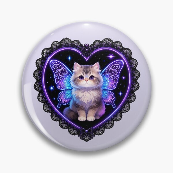 Item preview, Gothic Winged Cat in Lace Heart designed and sold by SweetLilith.