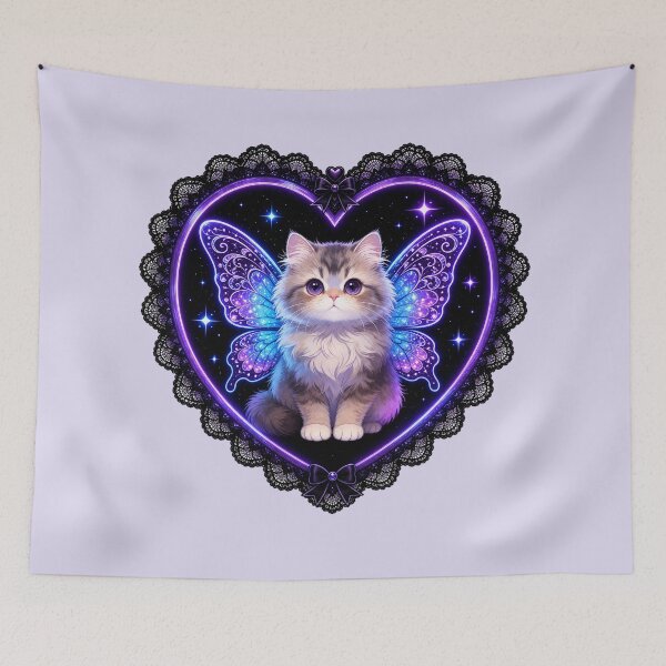 Item preview, Gothic Winged Cat in Lace Heart designed and sold by SweetLilith.