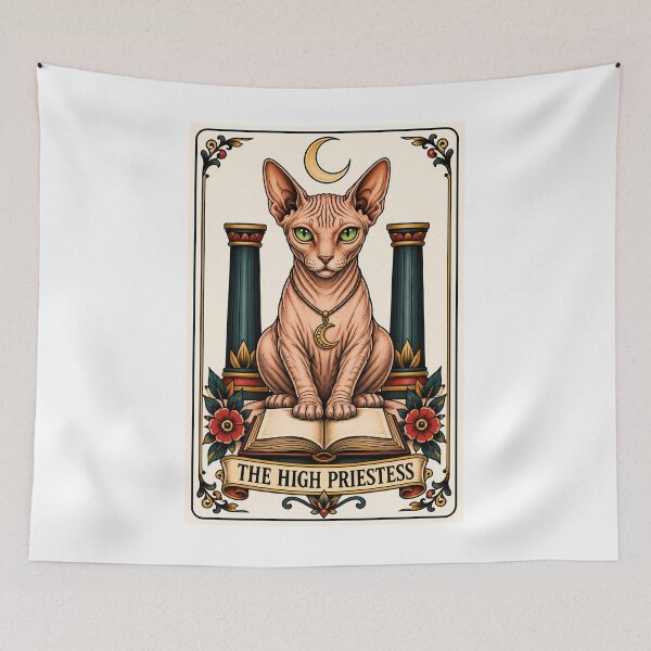 Item preview, The High Priestess Tarot Sphynx Cat designed and sold by Old's Cool Cat Studio.