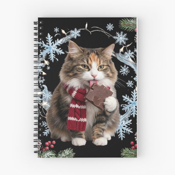 Item preview, Winter Cat Eats Chocolate: Whimsical Holiday Art designed and sold by KreatoLab.