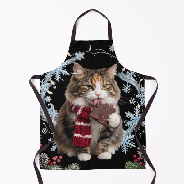 Item preview, Winter Cat Eats Chocolate: Whimsical Holiday Art designed and sold by KreatoLab.