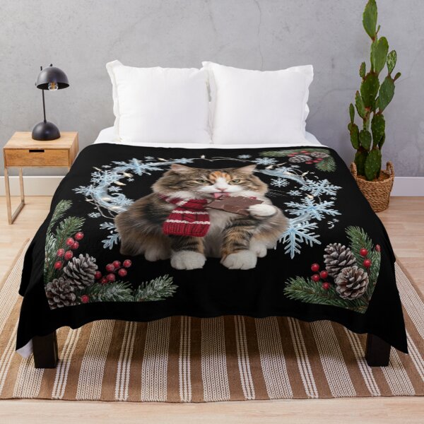 Item preview, Winter Cat Eats Chocolate: Whimsical Holiday Art designed and sold by KreatoLab.