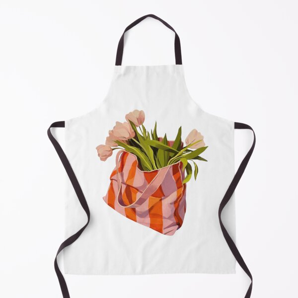 Item preview, Pink Tulip Bouquet Pink Orange Striped Tote Bag Illustration designed and sold by MindMakerStudio.