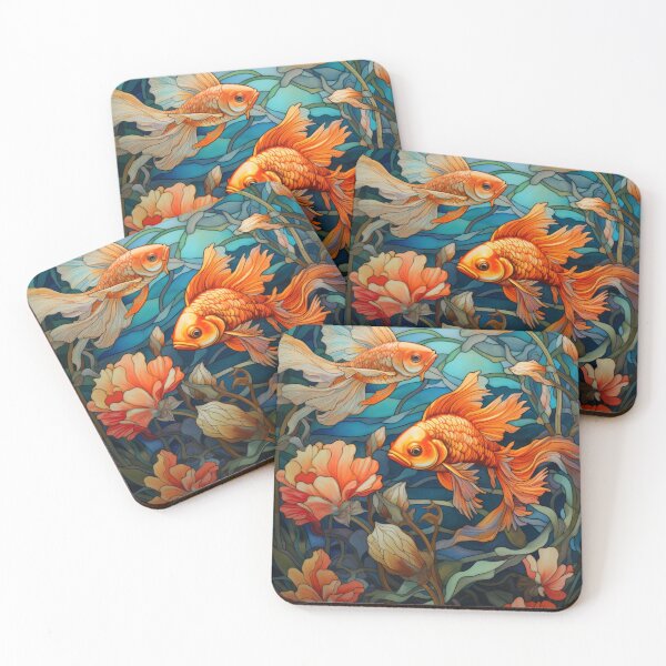 Item preview, Goldfish Koi Stained Glass Aquatic Water Garden designed and sold by pinkal.