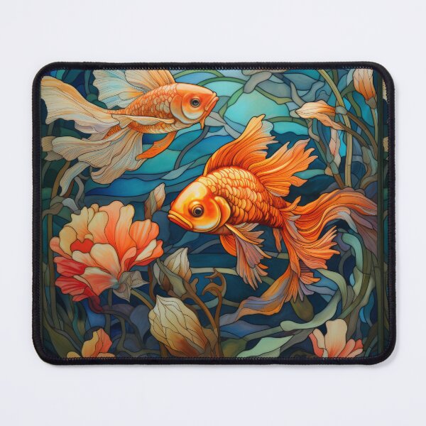 Item preview, Goldfish Koi Stained Glass Aquatic Water Garden designed and sold by pinkal.