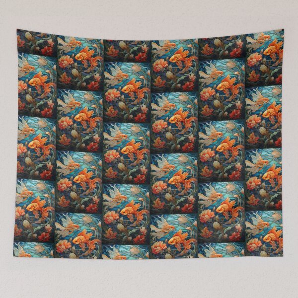 Item preview, Goldfish Koi Stained Glass Aquatic Water Garden designed and sold by pinkal.