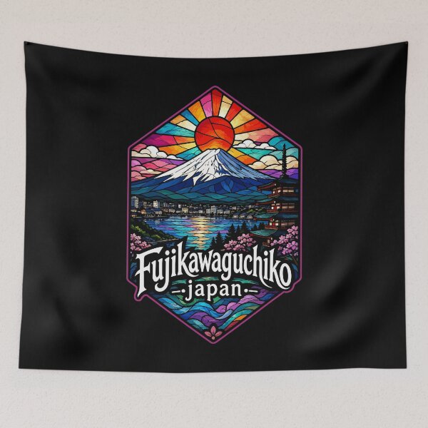 Item preview, Fujikawaguchiko Mount Fuji Japan Travel Stained Glass designed and sold by TomFrontierArt.