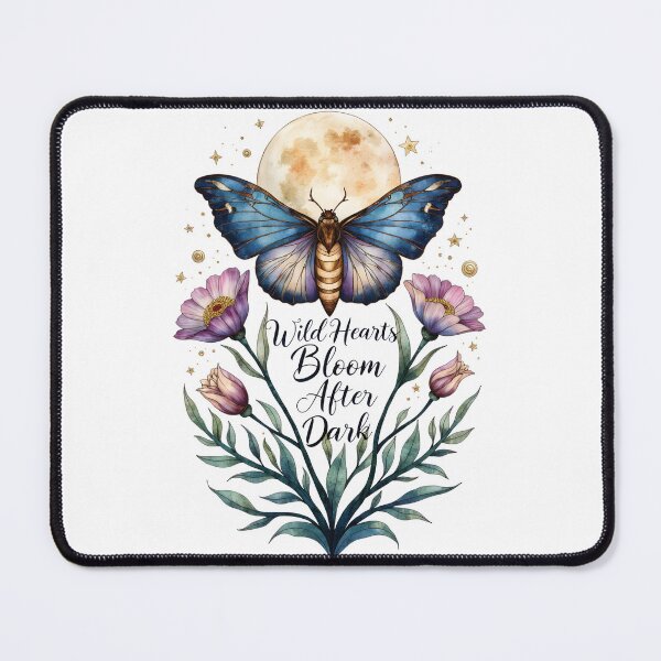 Item preview, Wild Hearts Bloom After Dark Blue Moth Moon Art designed and sold by Connys Colorful World.