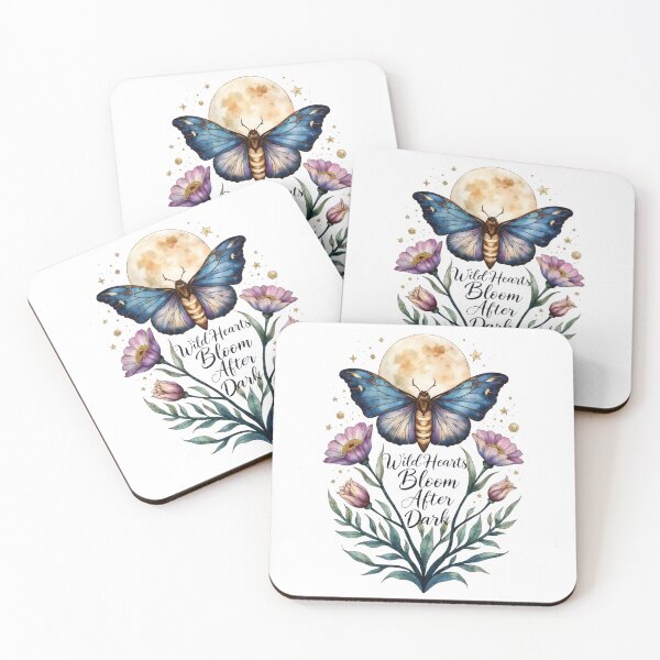 Item preview, Wild Hearts Bloom After Dark Blue Moth Moon Art designed and sold by Connys Colorful World.