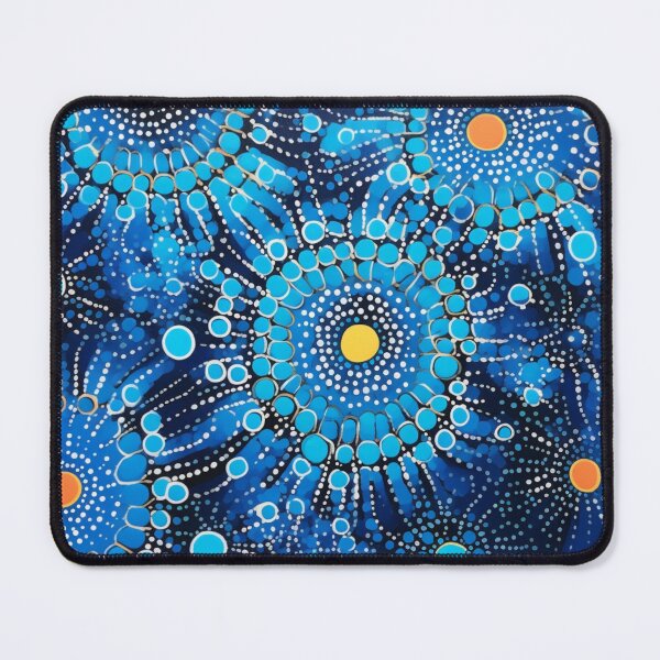 Item preview, Aboriginal Inspired Dot Art - Ocean Blue Water Flowers designed and sold by GrinGalore.