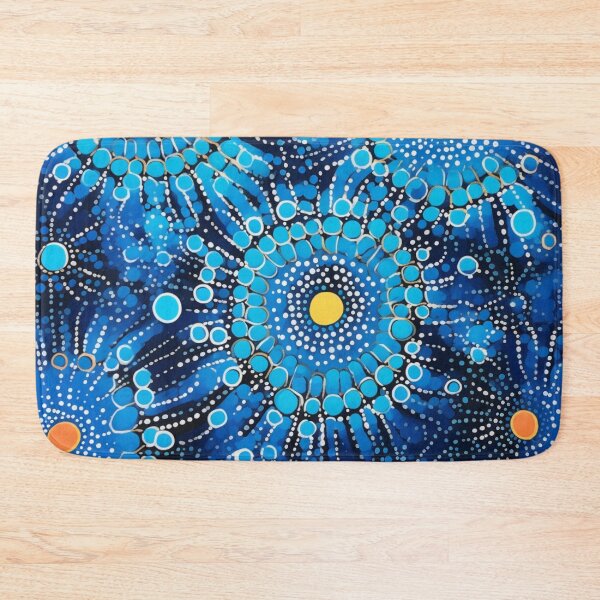 Item preview, Aboriginal Inspired Dot Art - Ocean Blue Water Flowers designed and sold by GrinGalore.