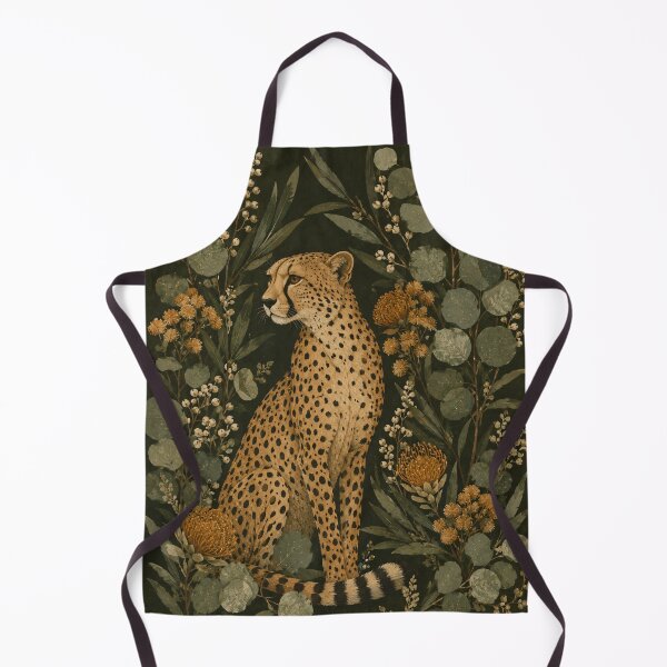 Item preview, Cheetah Botanical Floral on Dark Green Vintage designed and sold by Jozefin's Studio.
