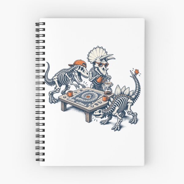 Item preview, Funny Dinosaur Skeleton Coffee Lovers & Board Game Puzzle Night - Vintage Skeleton T-Rex Stegosaurus Triceratops Graphic Illustration designed and sold by zhivago1980.