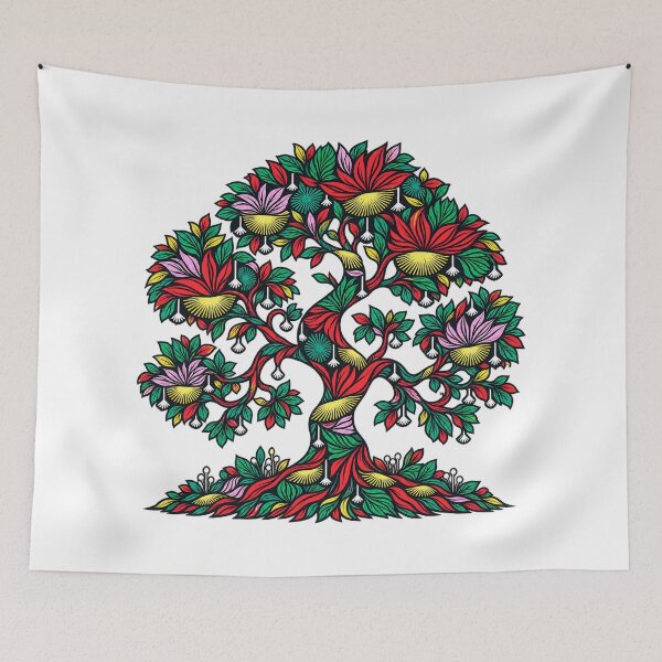 Item preview, Vibrant Floral Tree of Life – Colorful Botanical Folk Art designed and sold by Awarrie.