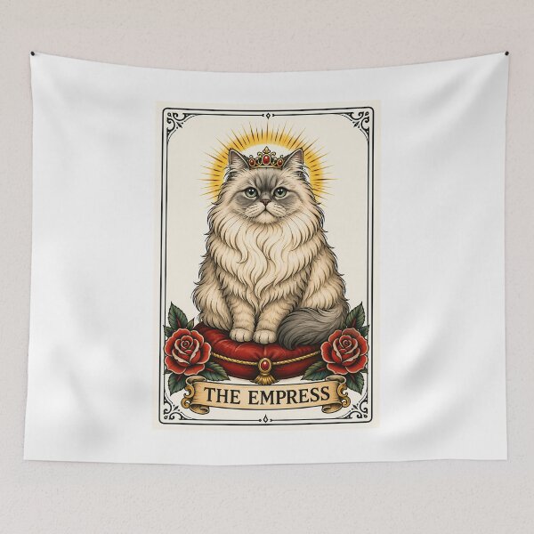 Item preview, The Empress Tarot Cat Fluffy Birman designed and sold by Old's Cool Cat Studio.