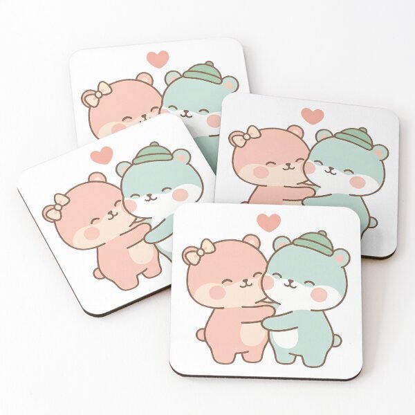 Item preview, Kawaii Cute Pastel Bear Hug Couple designed and sold by Cuddly-Critters.