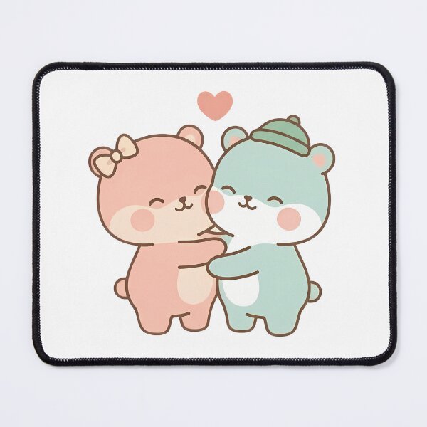 Item preview, Kawaii Cute Pastel Bear Hug Couple designed and sold by Cuddly-Critters.