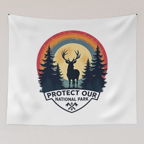 Item preview, Protect Our National Park Vintage Deer Silhouette Retro Sunset  designed and sold by GabeMountainArt.