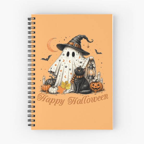 Item preview, Happy Halloween Ghost And Cat designed and sold by Moonody Designs.