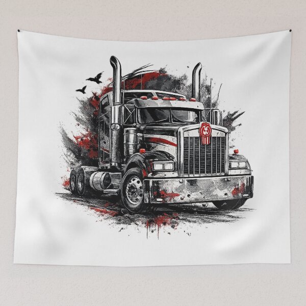 Item preview, Dark Grunge Semi Truck - Trash Polka Big Rig Art designed and sold by NomadForge.