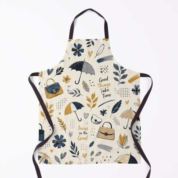 Item preview, Chic Aesthetic Blue and Gold Seamless Pattern with Fashion Accessories and Positive Quotes designed and sold by AMPEXA.