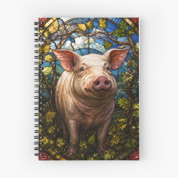 Item preview, Pig Stained Glass Farmhouse Floral Window Art designed and sold by pinkal.