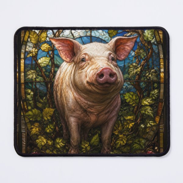 Item preview, Pig Stained Glass Farmhouse Floral Window Art designed and sold by pinkal.