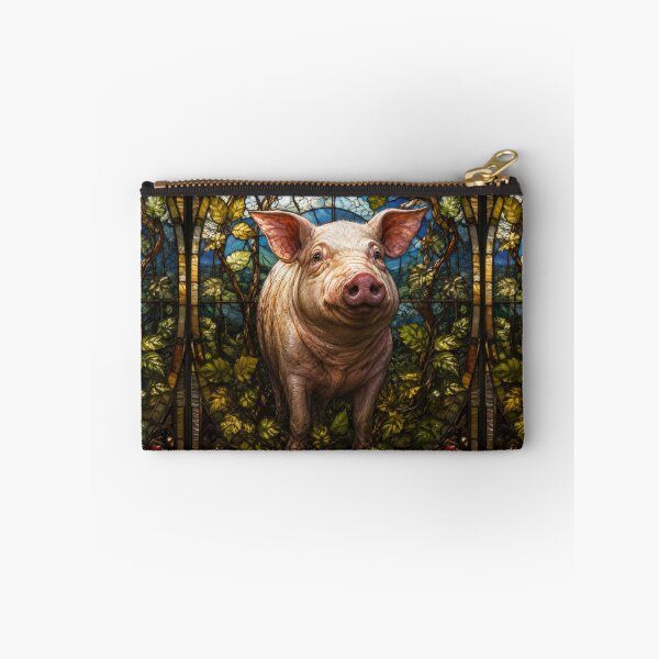 Item preview, Pig Stained Glass Farmhouse Floral Window Art designed and sold by pinkal.