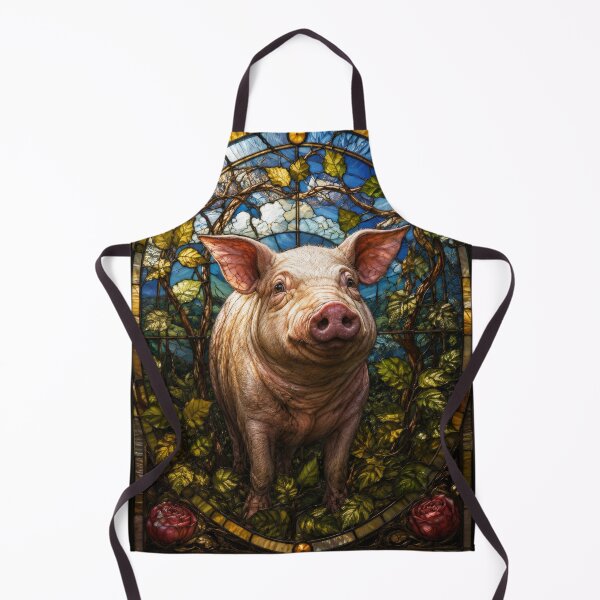 Item preview, Pig Stained Glass Farmhouse Floral Window Art designed and sold by pinkal.
