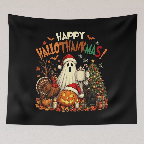 Item preview, Vintage Hallothanksmas Happy Spooky Pumpkin Chritsmas Tree designed and sold by watanabeee.
