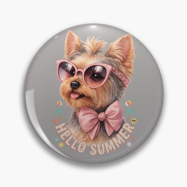 Item preview, Hello Summer Cute Yorkshire Terrier Pink Sunglasses Dog Lover T-Shirt designed and sold by Yorkie Magic Studio .