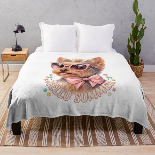 Item preview, Hello Summer Cute Yorkshire Terrier Pink Sunglasses Dog Lover T-Shirt designed and sold by Yorkie Magic Studio .
