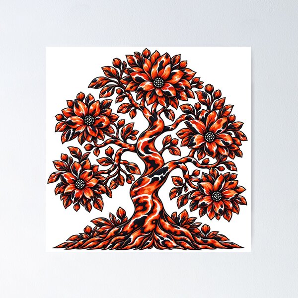 Item preview, Orange Koi Floral Tree of Life – Japanese Inspired Botanical Art designed and sold by Awarrie.