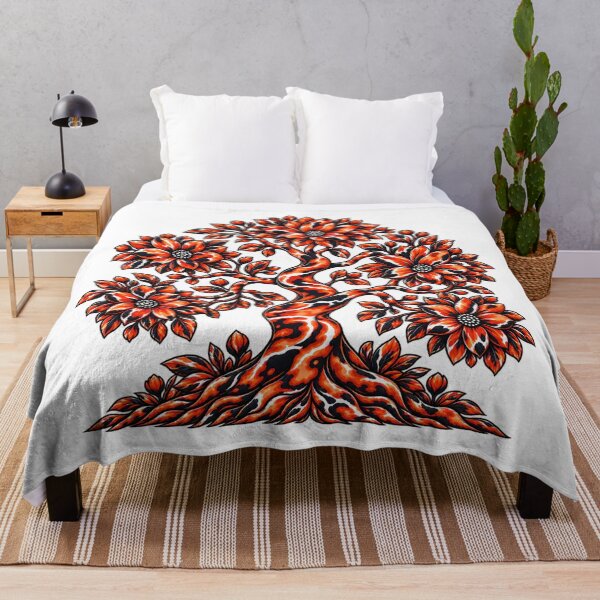 Item preview, Orange Koi Floral Tree of Life – Japanese Inspired Botanical Art designed and sold by Awarrie.