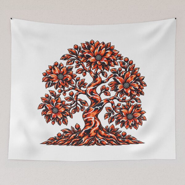 Item preview, Orange Koi Floral Tree of Life – Japanese Inspired Botanical Art designed and sold by Awarrie.
